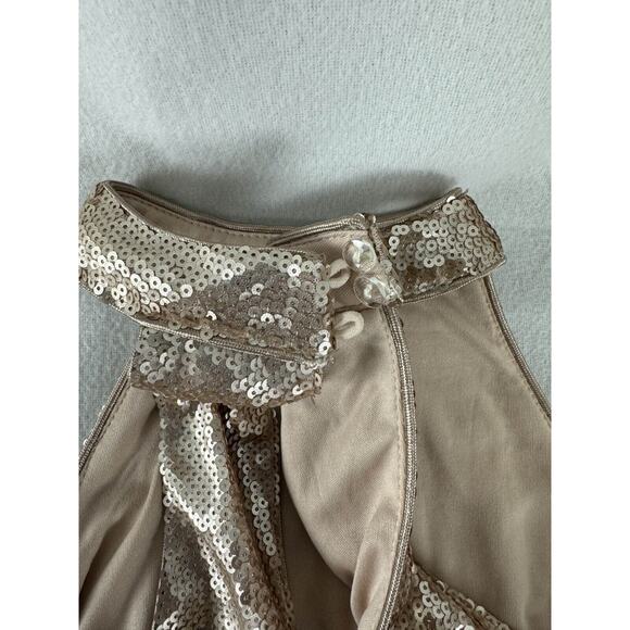 New Lulus Size S Under the Spotlight Champagne Sequin Backless Skater Dress NWT - Picture 8 of 16